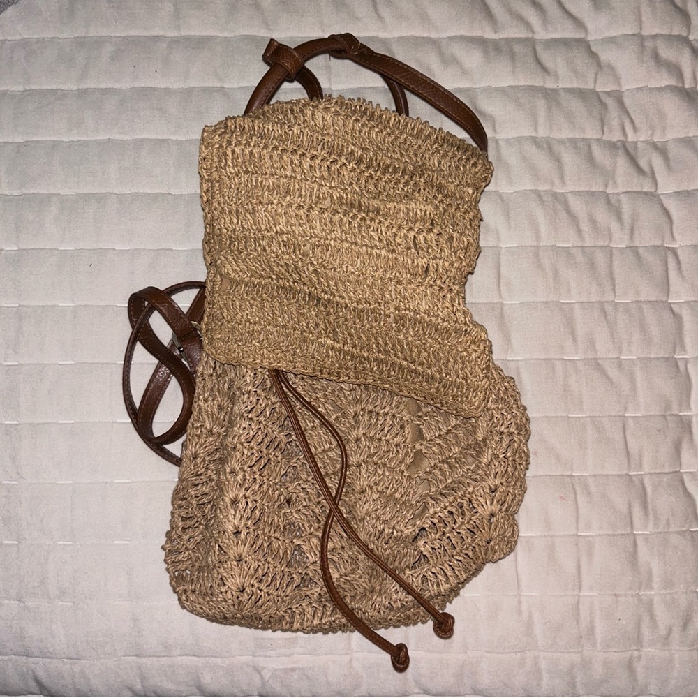 Backpack Straw Beach Bag Hollow Out Women Luxury Polyester Softback Leisure